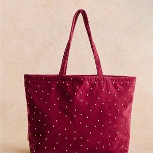 NWT Sezane Bordeaux Velvet Tote Bag